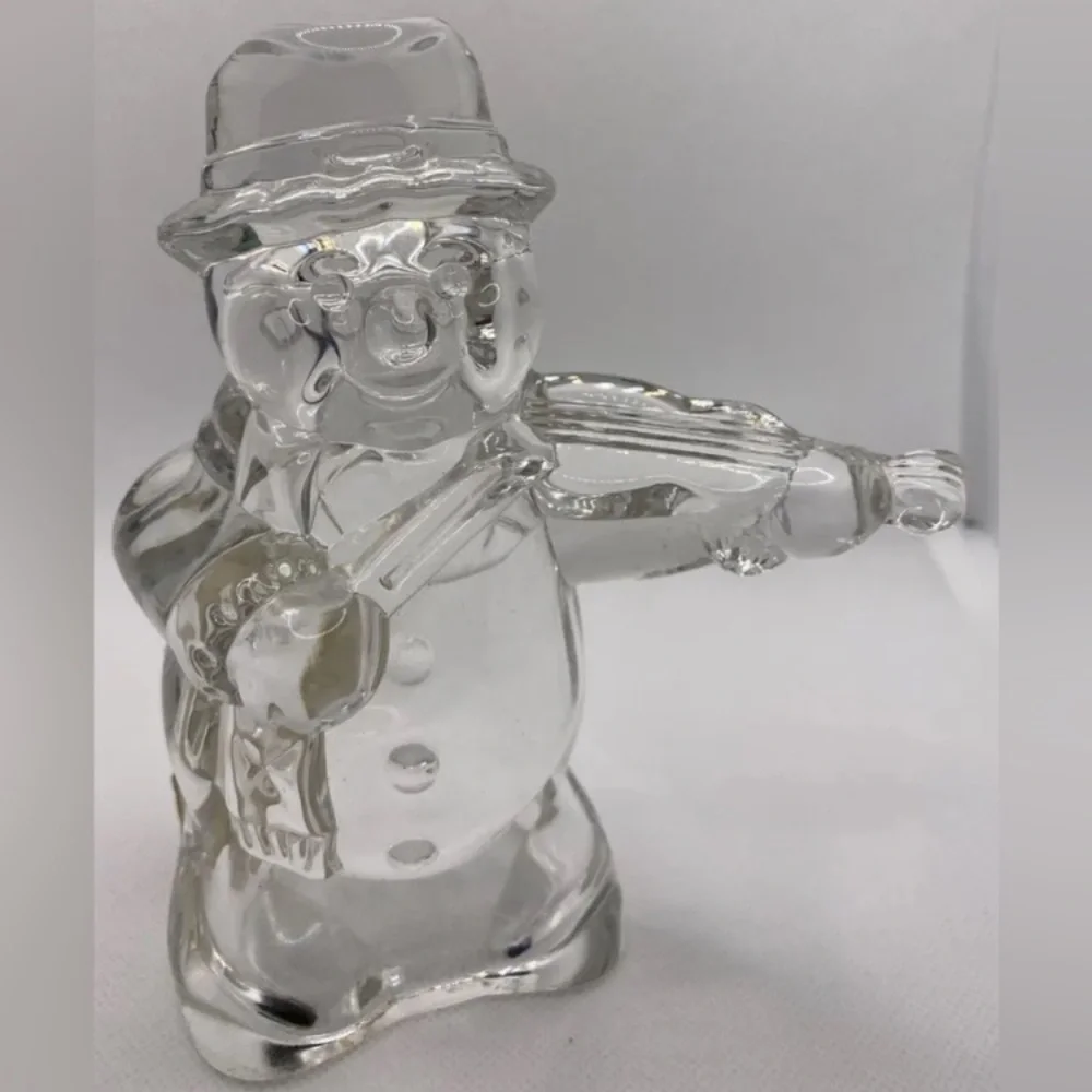 Mikasa Frostys Choir Crystal Snowman Playing Violin Glass Winter Christmas Decor